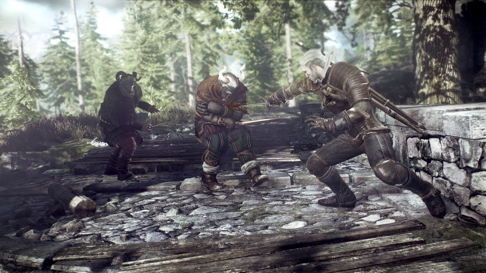 The_Witcher_3_Wild_Hunt_Geralt_fighting_bandits_in_Ard_Skelig