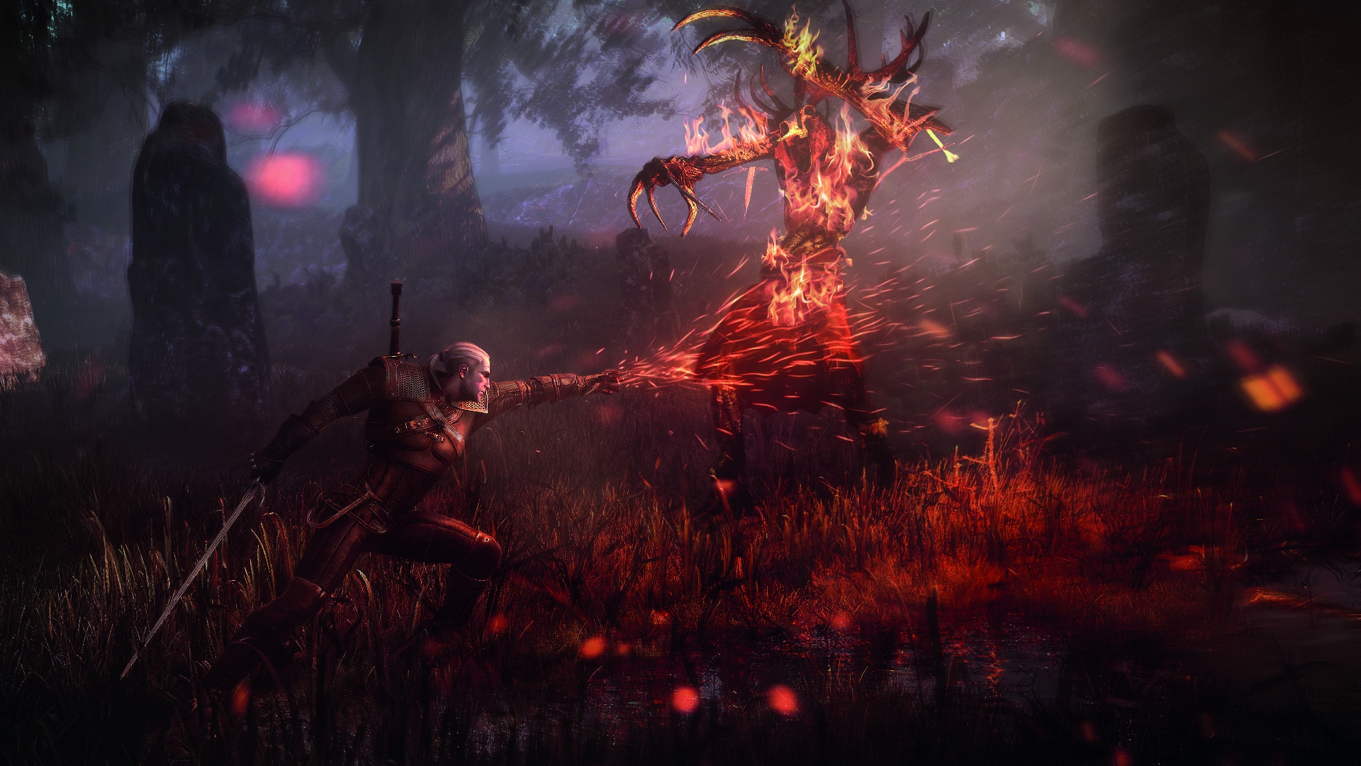 The_Witcher_3_Wild_Hunt_Geralt_uses_Igni_to_torch_leshen_psd_jpgcopy