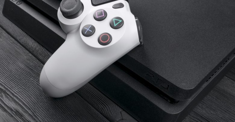 PS4 Slim with a controller